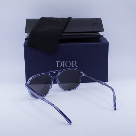 Dior INDIOR N1I 80A4 Square Sunglasses - Transparent Blue/Silver Mirror - Picture 4 of 8